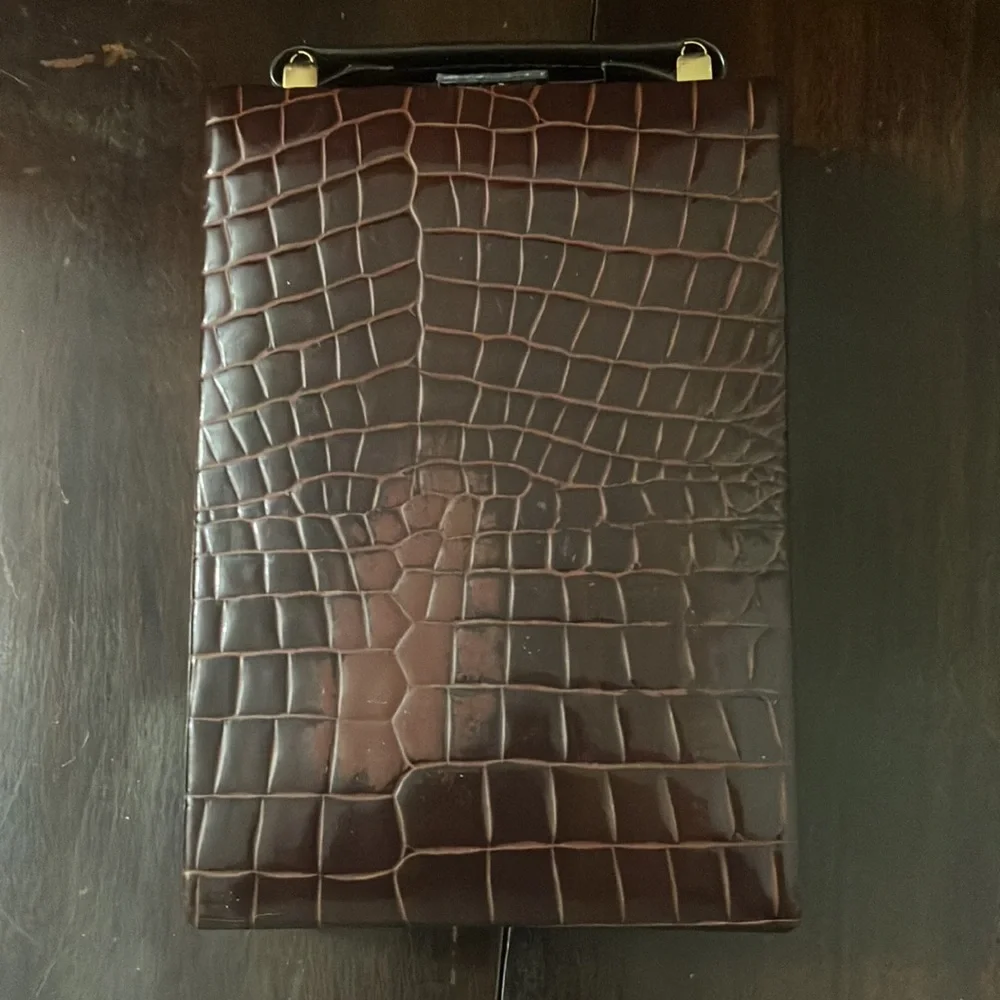 Vintage Hato Hasi Faux Crocodile Leather Travel Jewelry Box